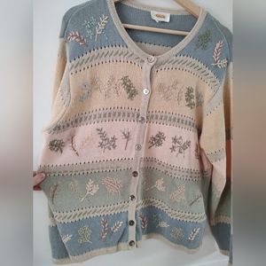 Vintage Floral Talbots Cardigan- Size L
